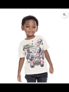 🌻 NWT Monster Jam Toddler Boys Graphic T-Shirt – Beige – Size 12M